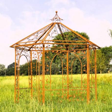 Charmante Gloriette Flore Kiosque Manège en Acier Brut Oxydé 320x266x266cm