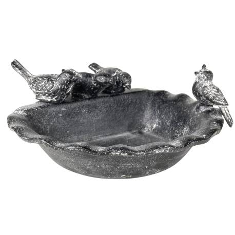 Bain d'Oiseau Mangeoire à Oiseaux Grainetier Abreuvoir Baignoire en Fonte Grise 8x19,50x19,50cm