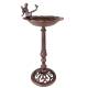 Bain Oiseau sur Pied Grand Bénitier en Fonte Marron Abreuvoir Rond Motif Fée 24x24x52cm