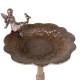 Bain Oiseau sur Pied Grand Bénitier en Fonte Marron Abreuvoir Rond Motif Fée 24x24x52cm