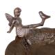 Bain Oiseau sur Pied Grand Bénitier en Fonte Marron Abreuvoir Rond Motif Fée 24x24x52cm