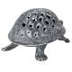 Tortue à Poser Lanterne Bougeoir Photophore Porte Bougie Sculpture en Fonte Patinée Grise 12x21x30cm
