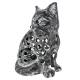 Chat Lanterne Bougeoir Porte Bougie Photophore Sculpture en Fonte Patinée Grise 15x20x23cm