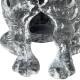 Chat Lanterne Bougeoir Porte Bougie Photophore Sculpture en Fonte Patinée Grise 15x20x23cm