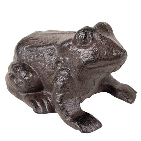 Statuette Grenouille Façon Rainette ou Animal Décoratif à Poser en Fonte Patinée Marron 6,5x8x12cm
