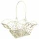 Panier Décoratif GM Acier Patiné Blanc Support à Plantes à Anse Porte Plante Forme Evasée 23,5x45x46cm