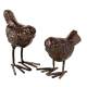 Duo d’Oiseaux à Poser Petits Volatiles en Fonte Patinée Marron Statuette Animalière Décoration de Jardin