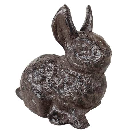 Statuette Lapin ou Animal Poser en Fonte Patinée Marron Décoration de Jardin 5,5x9,5x9,5cm