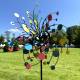 Sublime Eolienne Double Hélices Tuteur Mobile de Jardin en Acier 25x65x200cm