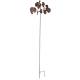 Eolienne Double Mobile Acier Oxydé Motifs Feuilles de Gingko Biloba Décoration Animée de Jardin 49x49x193cm
