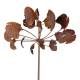 Eolienne Double Mobile Acier Oxydé Motifs Feuilles de Gingko Biloba Décoration Animée de Jardin 49x49x193cm