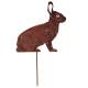 Lapin Gabin à Piquer Plaque de Jardin en Acier Oxydé Silhouette de Léporidé Décoration Extérieure 1x34,5x36,5cm