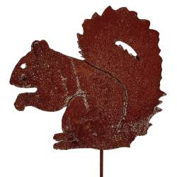 Ecureuil Léonard Plaque de Jardin Silhouette en Acier Oxydé Décoration Extérieure 1x25x27,5cm