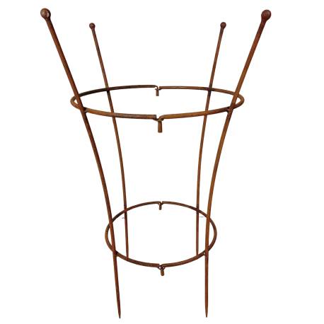 Cerceau à Pivoine Support à Plantes Treillis Rond en Acier Oxydé Cercle à Double Ouverture 60x60x85cm