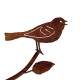 Eolienne Double Hélices Motif Oiseau Tuteur Mobile de Jardin en Acier Oxydé 11x38x192cm