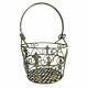 Petit Panier Jardinière à Fleurs en Métal Patiné Vert Antique Corbeille à Volutes 22x22x33,5cm