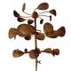 Eolienne Triple Tuteur à Pale Moulin à Vent en Acier Oxydé Girouette Mobile 40x40x160cm