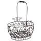 Panier Décoratif GM Acier Patiné Marron Support à Plantes à Anse Porte Plante Forme Ovale 26,5x37,5x48cm
