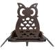Gratte-Pieds avec Brosse à Pieds et Chaussures Motif Hibou en Fonte Patinée Marron 16x18,5x25cm