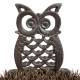 Gratte-Pieds avec Brosse à Pieds et Chaussures Motif Hibou en Fonte Patinée Marron 16x18,5x25cm