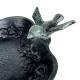 Bain Oiseau sur Pied Mangeoire à Poser patinée Vert Bénitier Coupelle 2 Oiseaux 13,5x20x27,5cm