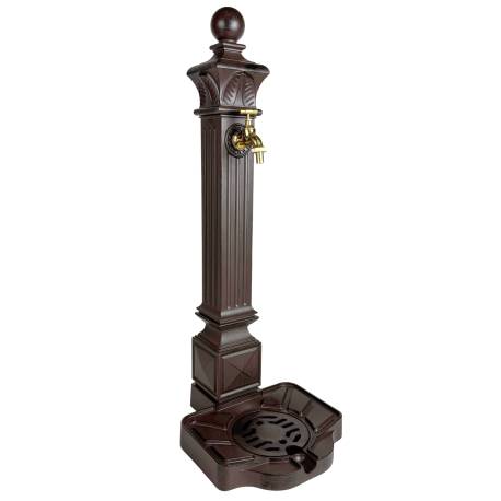 Fontaine de Jardin Décoration à Poser en Fonte d'Aluminium et Robinet en Laiton Colonne à Eau Style Antan 29x33x81cm