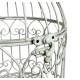Petite Cage à Oiseaux Volière Ronde en Acier Patiné Blanc Abri Décoratif à Suspendre 15,5x15,5x28cm