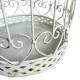 Petite Cage à Oiseaux Volière Ronde en Acier Patiné Blanc Abri Décoratif à Suspendre 15,5x15,5x28cm