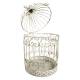 Petite Cage à Oiseaux Volière Ronde en Acier Patiné Blanc Abri Décoratif à Suspendre 15,5x15,5x28cm