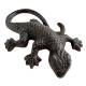 Salamandre en Fonte Reptile à Poser Patiné Marron Animal de Jardin en Relief Décoration 4x13x19,5cm