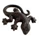 Salamandre en Fonte Reptile à Poser Patiné Marron Animal de Jardin en Relief Décoration 2,5x9,5x12cm