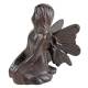 Statuette à Poser Petite Fée en Fonte Patinée Marron Décoration de Jardin 6x10x10,5cm