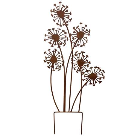 Treillage Roseaux Tuteur Pic de Jardin Treillis Motifs 9 Roseaux et Libellule en Métal Gris 4,5x28x91cm