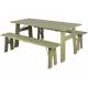 Ensemble Extérieur Avenue Zuiver Set Table et 2 Bancs En Pin Vert Sauge Salon Mobilier de Jardin