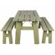 Ensemble Extérieur Avenue Zuiver Set Table et 2 Bancs En Pin Vert Sauge Salon Mobilier de Jardin
