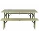 Ensemble Extérieur Avenue Zuiver Set Table et 2 Bancs En Pin Vert Sauge Salon Mobilier de Jardin