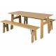 Ensemble Extérieur Avenue Zuiver Set Table et 2 Bancs En Pin Naturel Salon Mobilier de Jardin
