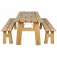 Ensemble Extérieur Avenue Zuiver Set Table et 2 Bancs En Pin Naturel Salon Mobilier de Jardin