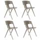 Lot de 4 Chaises Horizon Zuiver Assises de Repas Extérieures en Polypropylène Taupe Fauteuils Outdoor 52,5x57,5x75cm