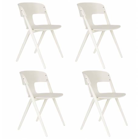 Lot de 4 Chaises Horizon Zuiver Assises de Repas Extérieures en Polypropylène Beige Fauteuils Outdoor 52,5x57,5x75cm