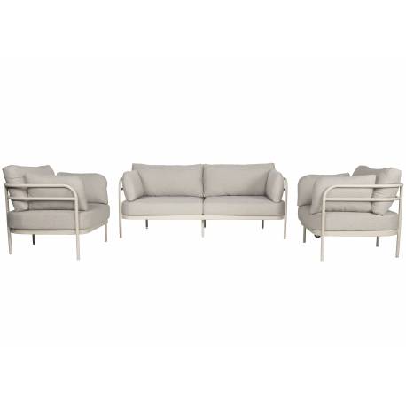 Mobilier Extérieur Vista Zuiver Trio d'Assises Aluminium et Oléfine Lot de 1 Canapé et 2 Fauteuils