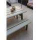 Ensemble Extérieur Avenue Zuiver Set Table et 2 Bancs En Pin Vert Sauge Salon Mobilier de Jardin