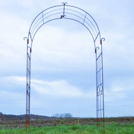 Arche de Jardin Arche Simple en Acier Brut Oxydé Passage Tuteur à Grimpants 51x138x239cm