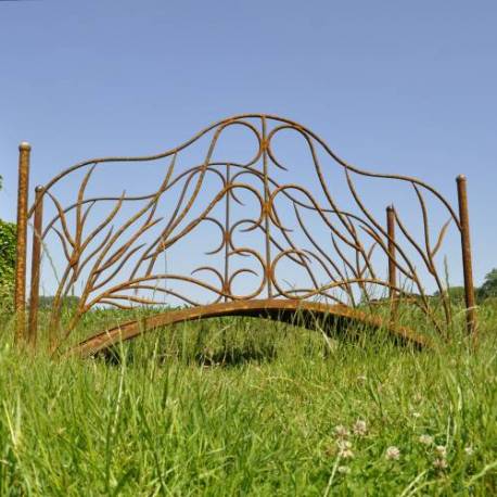 Pont de Jardin Bruges Passerelle Extérieure en Acier Brut Oxydé Passage Décoratif et Fonctionnel 81x120x210cm