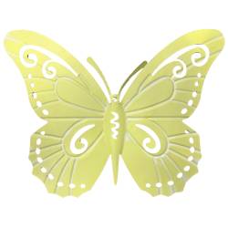Plaque Décorative Papillon Murale Décoration en Acier Coloré Jaune à Fixer ou à Poser Plaque Ajourée 0,1x27x36cm