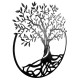 Arbre de Vie Décoratif à Fixer Applique Murale Fronton Motif Nature en Acier Patiné Marron 0,5x67x88cm