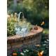 Grande Jardinière Façon Panier Pot de Fleur Bac de Plantation en Acier Blanc 25x25x39cm