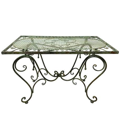 Table Basse Papillon Rectangulaire Acier Vert Antique Desserte Table d'Appoint Pliable de Jardin 50x56x85cm