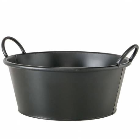 Bassine Acier Noir Bac à Plantes Jardinière Jackson à Poignée Ronde Pm 17,5x31,5x37,5cm