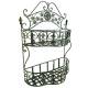Double Jardinière à Accrocher Balconnière à Deux Niveaux en Acier et Fonte Patinée Vert Ancien Support à Plantes 18x45x59cm